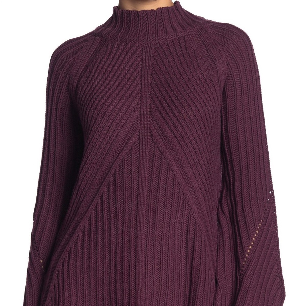 Andrea Jovine Purple Mock Neck Knit Sweater